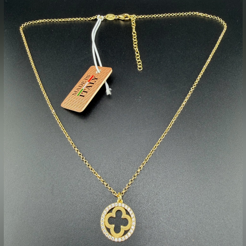 Nwt Mia Fiore 14k Yellow Gold Over 925 Sterling Silver Cz Pendant Necklace